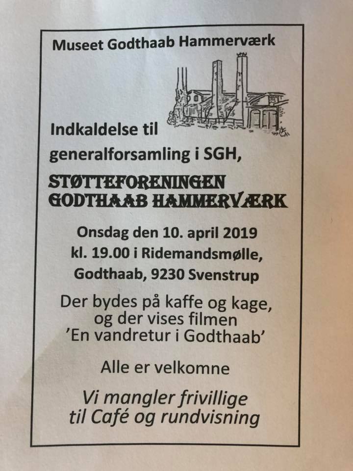 Generalforsamling i Støtteforeningen Godthaab Hammerværk
