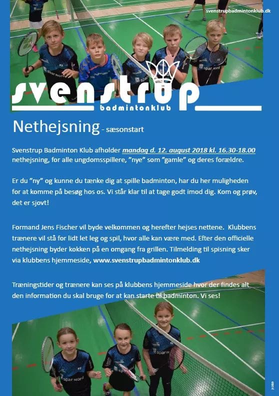 Nethejsning i Svenstrup Badminton Klub